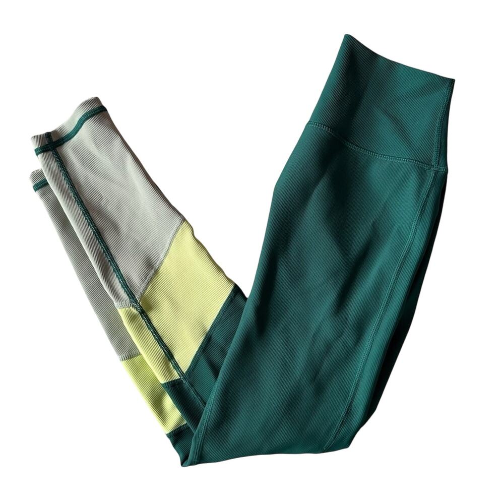 WILO Color Block Forest Green 7/8 Leggings NEW
